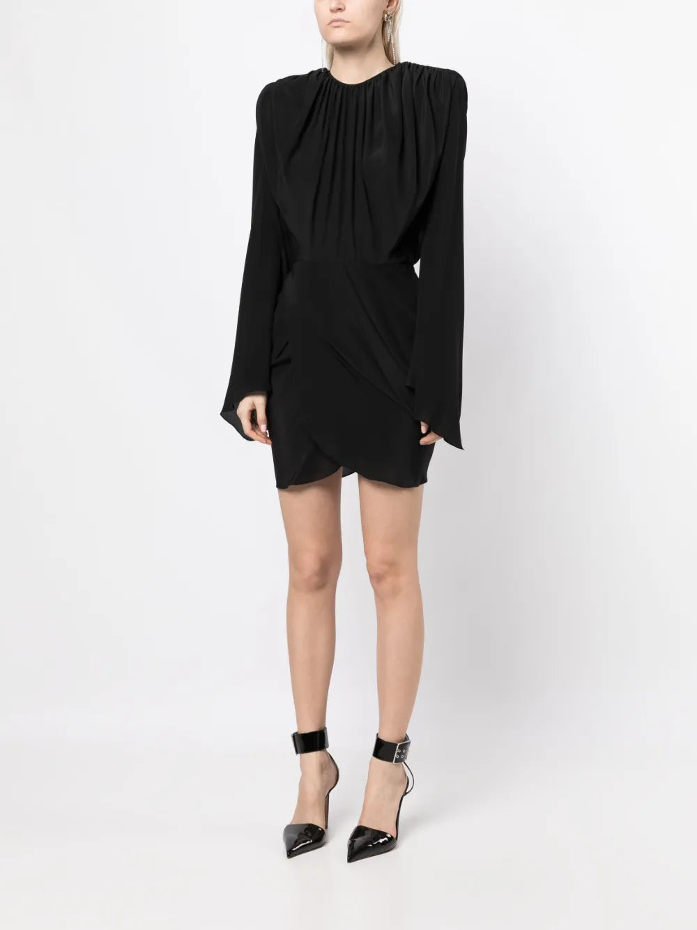 wraparound silk mini dress