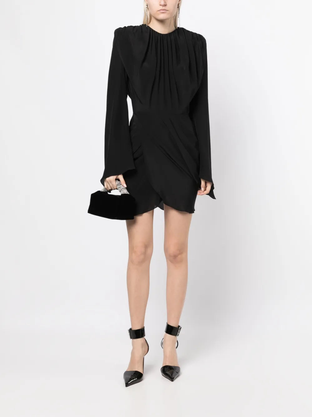 wraparound silk mini dress