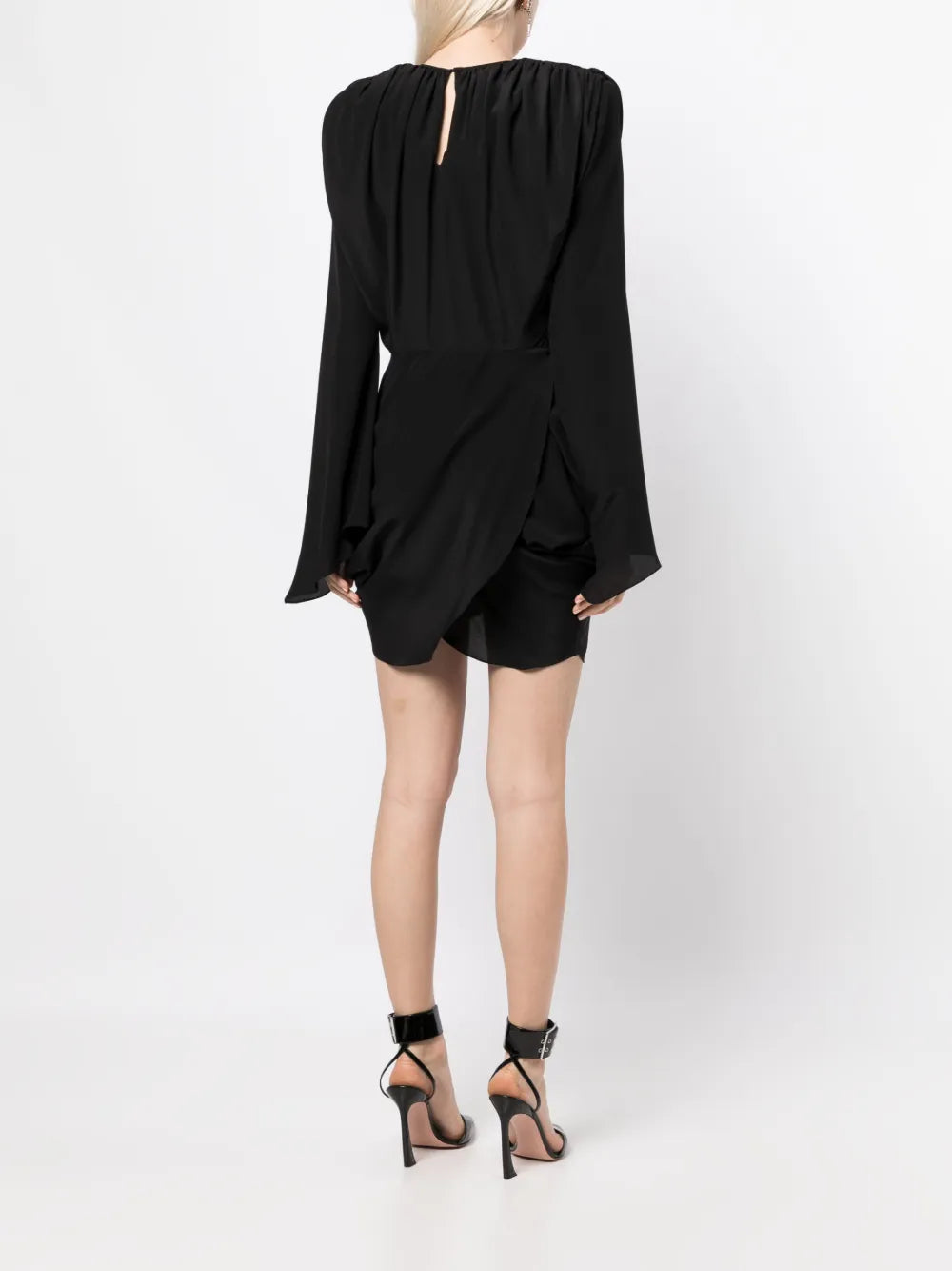 wraparound silk mini dress