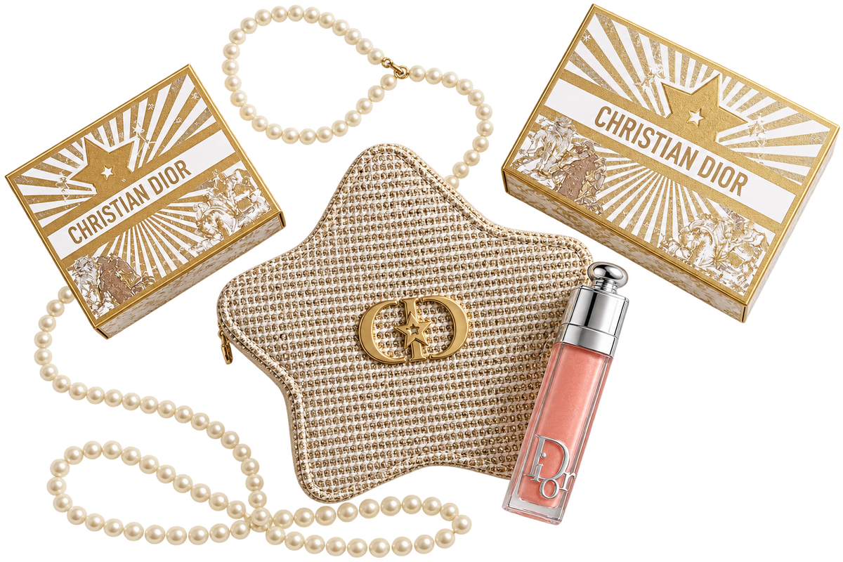 DIOR Exclusive Gift Set – Gold Star Pouch + Pink Lip Gloss