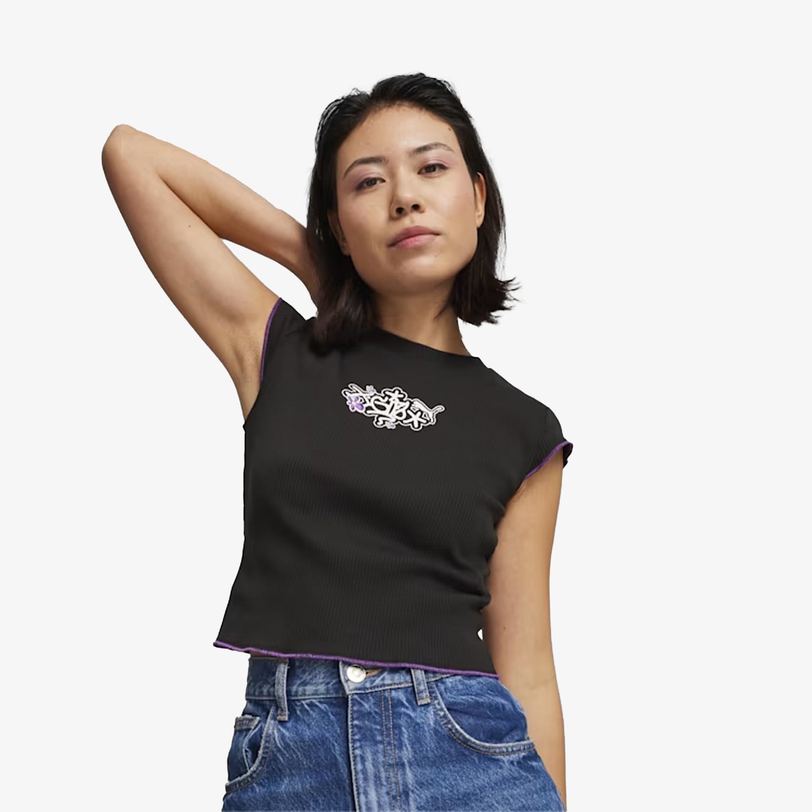 Puma x X-GIRL RIBBED SLIM FIT TEE { BLACK