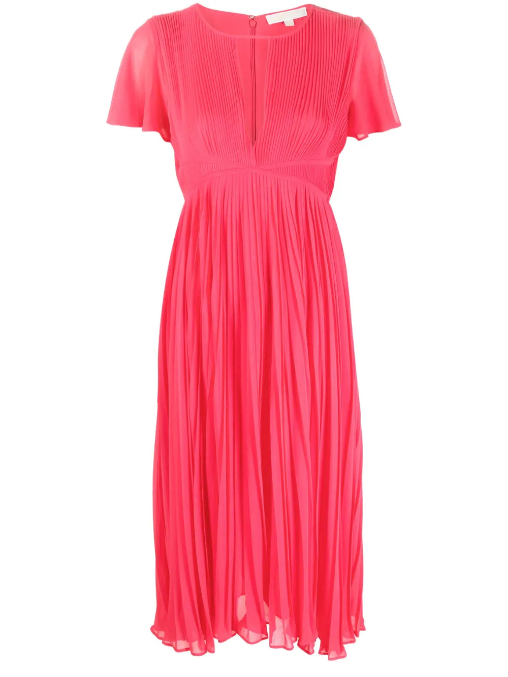 pleated short-sleeve midi dress