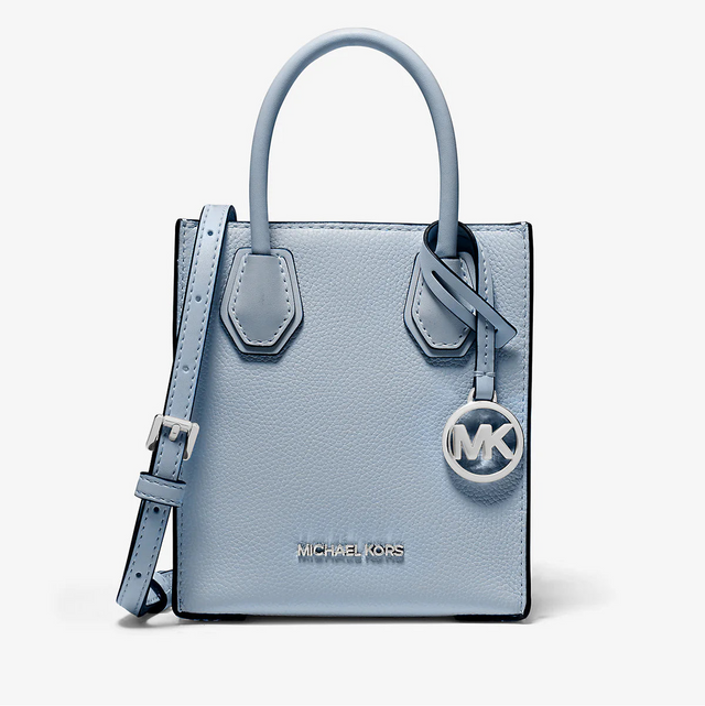 Michael Kors Mercer Extra-Small Pebbled Leather Crossbody Bag Pale Blue