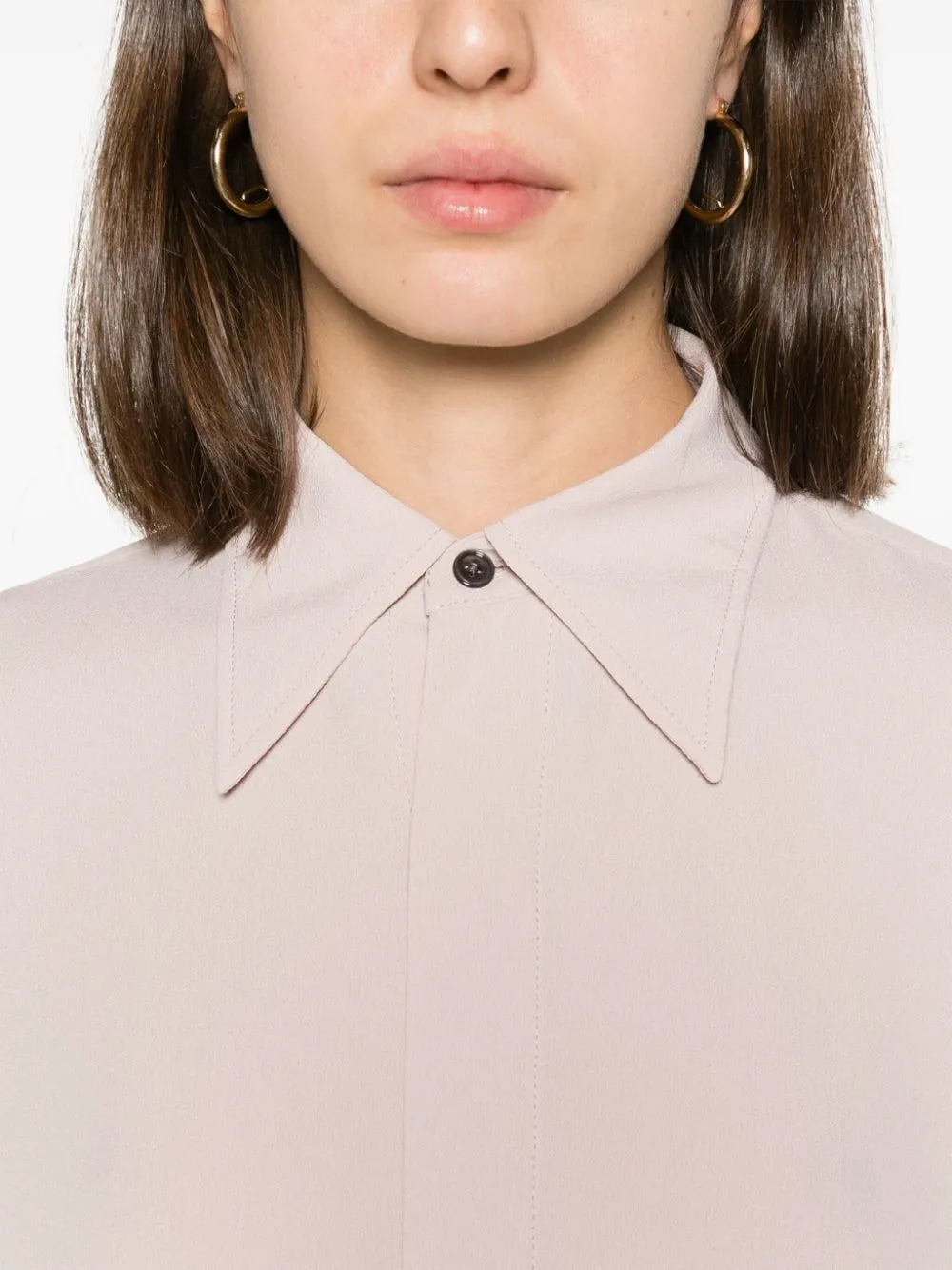 crepe-texture thigh-lenght shirt dress