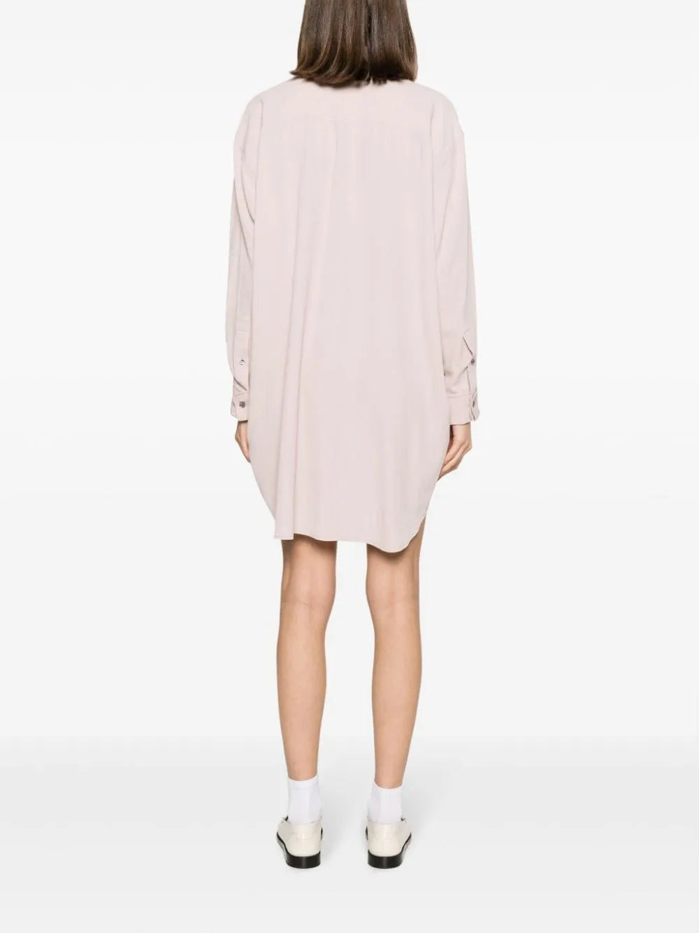 crepe-texture thigh-lenght shirt dress