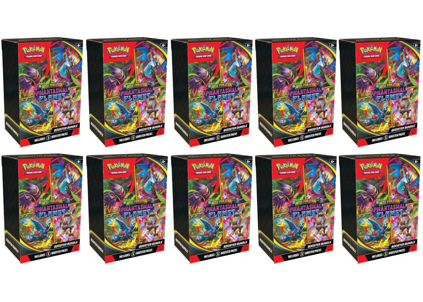 2025 Pokemon Mega Evolution Phantasmal Flames Booster Bundle 10X Lot