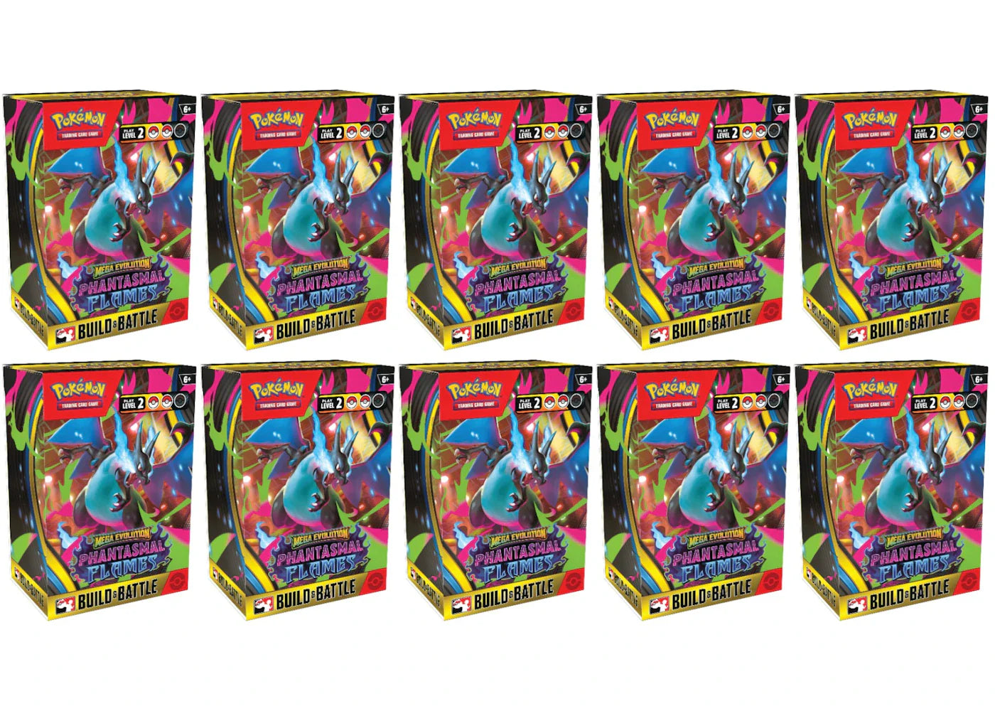 2025 Pokemon Mega Evolution Phantasmal Flames Build & Battle Box 10X Lot