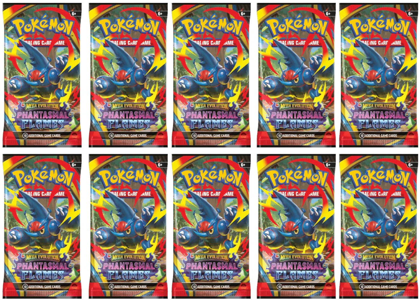 2025 Pokemon Mega Evolution Phantasmal Flames Mega Heracross Booster Pack 10X Lot