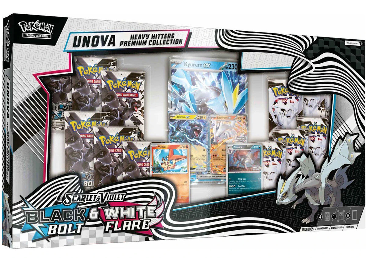 2025 Pokemon Scarlet & Violet Black Bolt & White Flare Unova Heavy Hitters Premium Collection Costco Exclusive