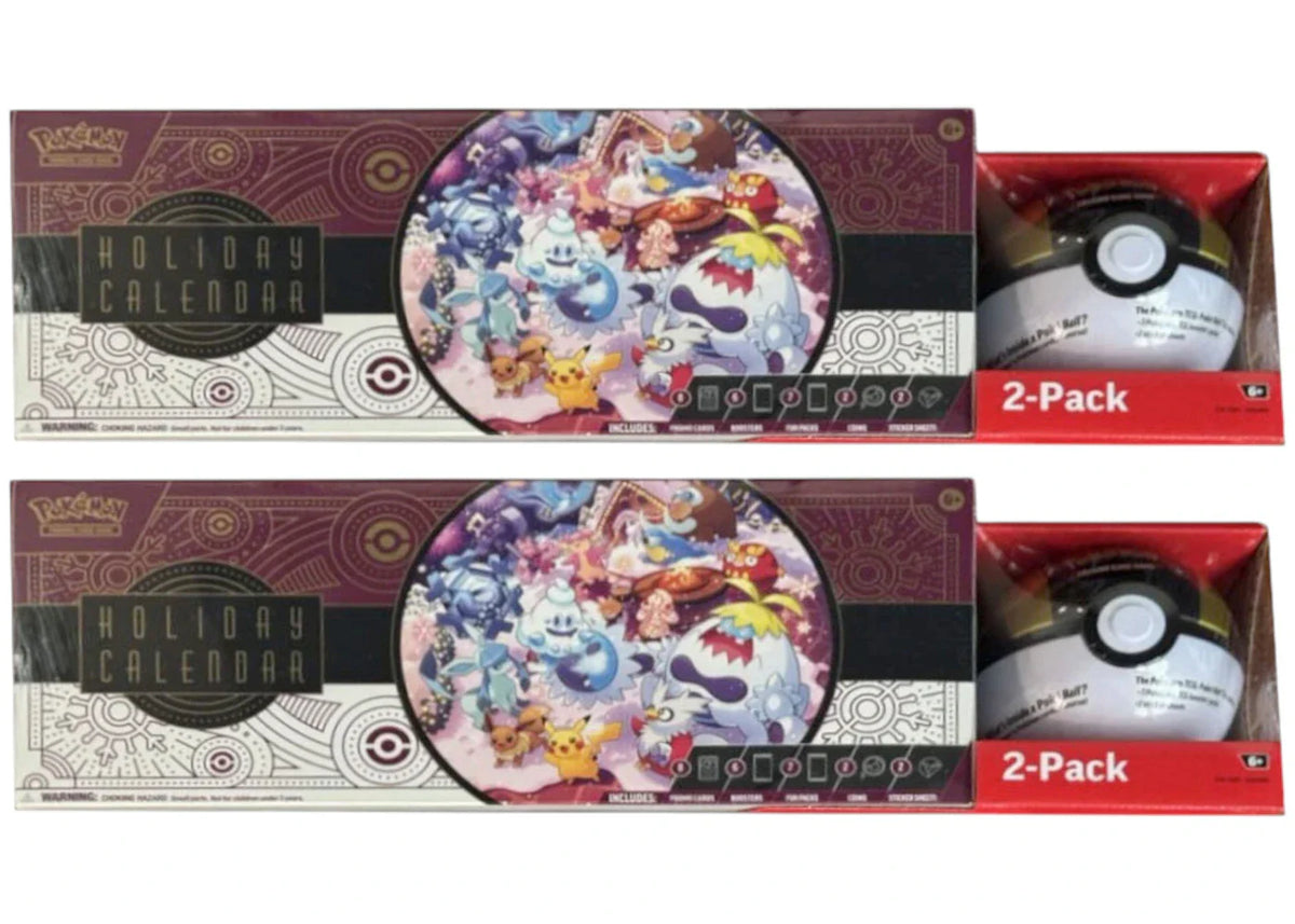 2025 Pokemon Scarlet & Violet Holiday Calendar + Pokeball Costco Bundle Pokeball Color May Vary 2X Lot