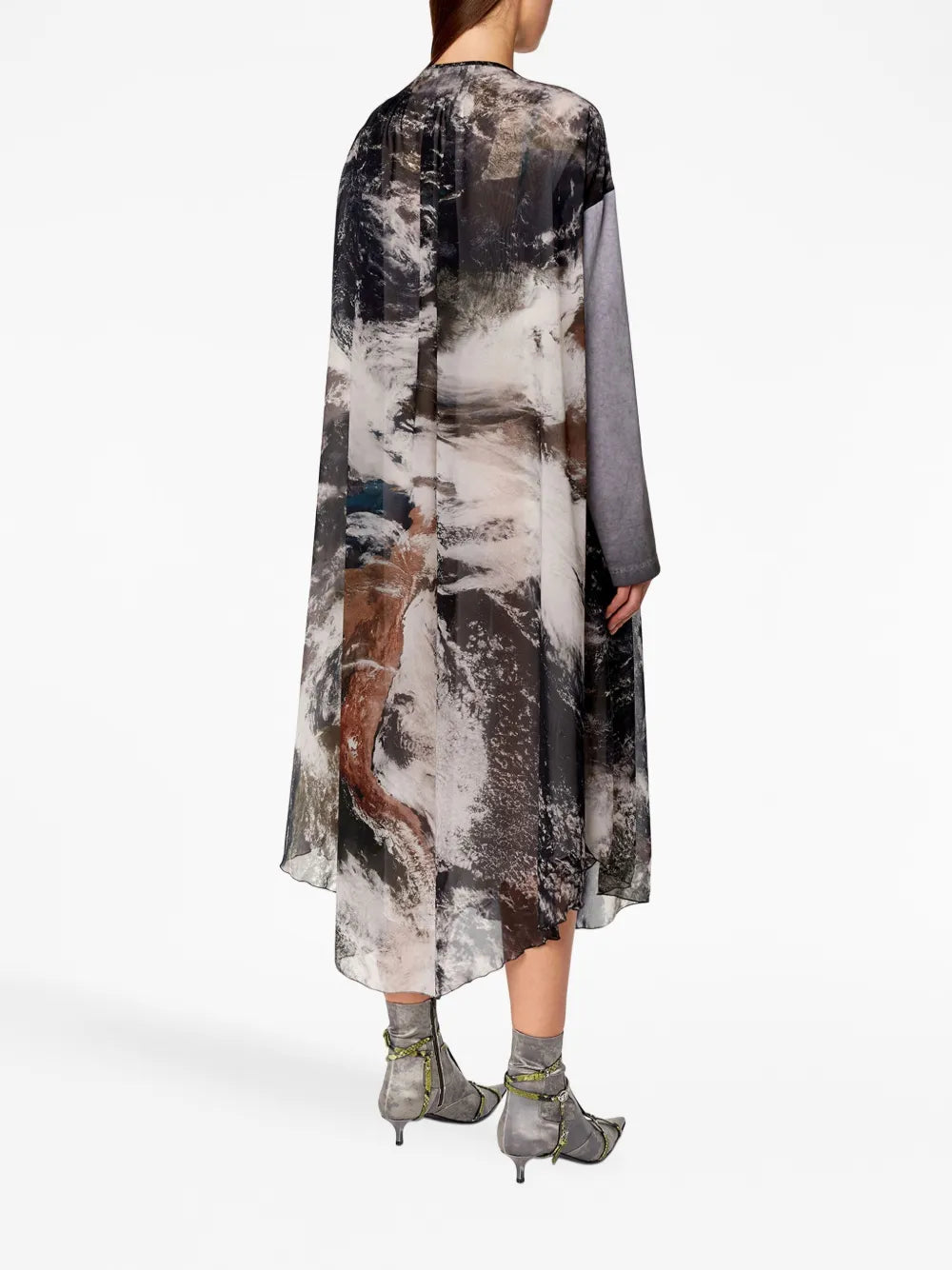 D-Lav planet-print drawstring midi dress