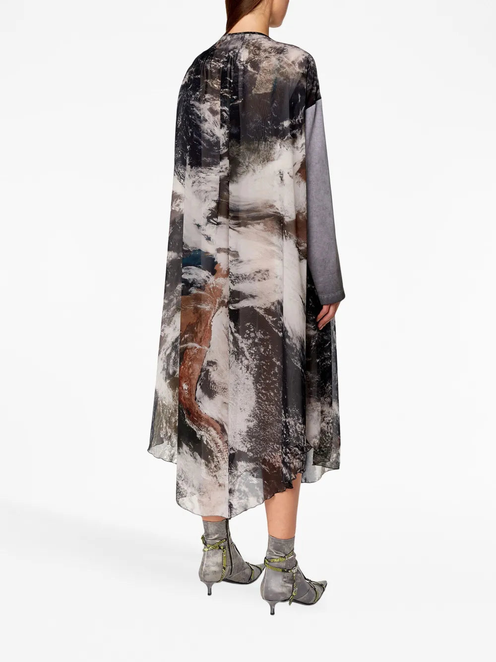 D-Lav planet-print drawstring midi dress