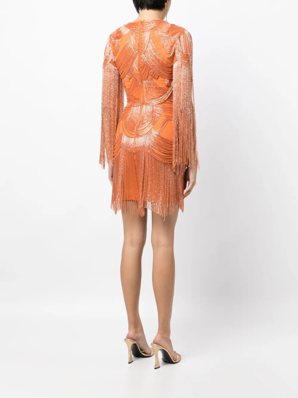 fringe-embellished fitted minidress
