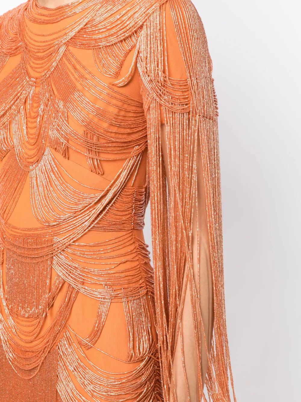 fringe-embellished fitted minidress