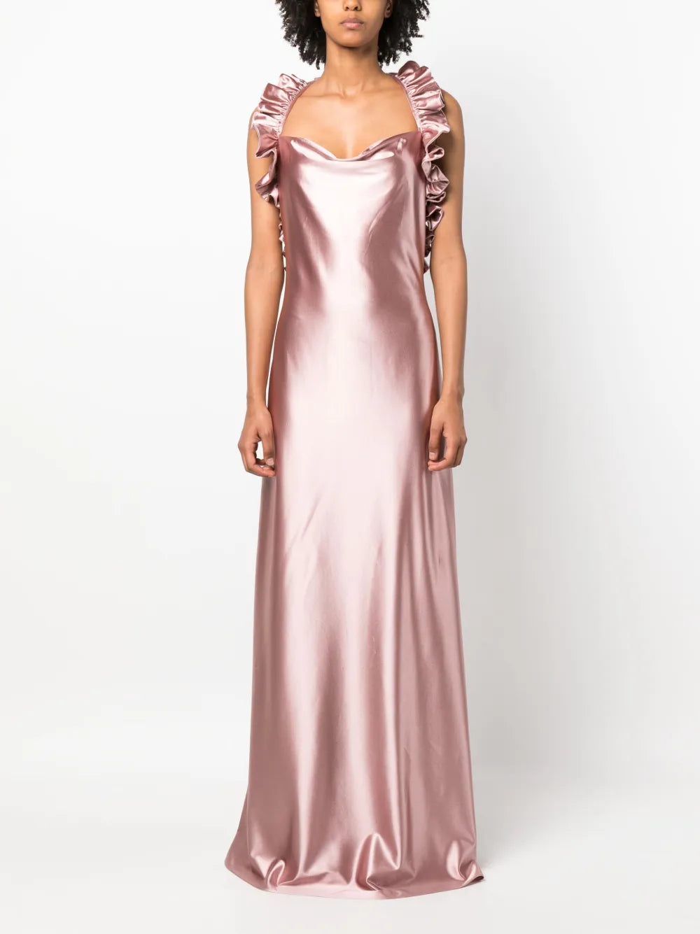 Iris satin ruffled maxi dress