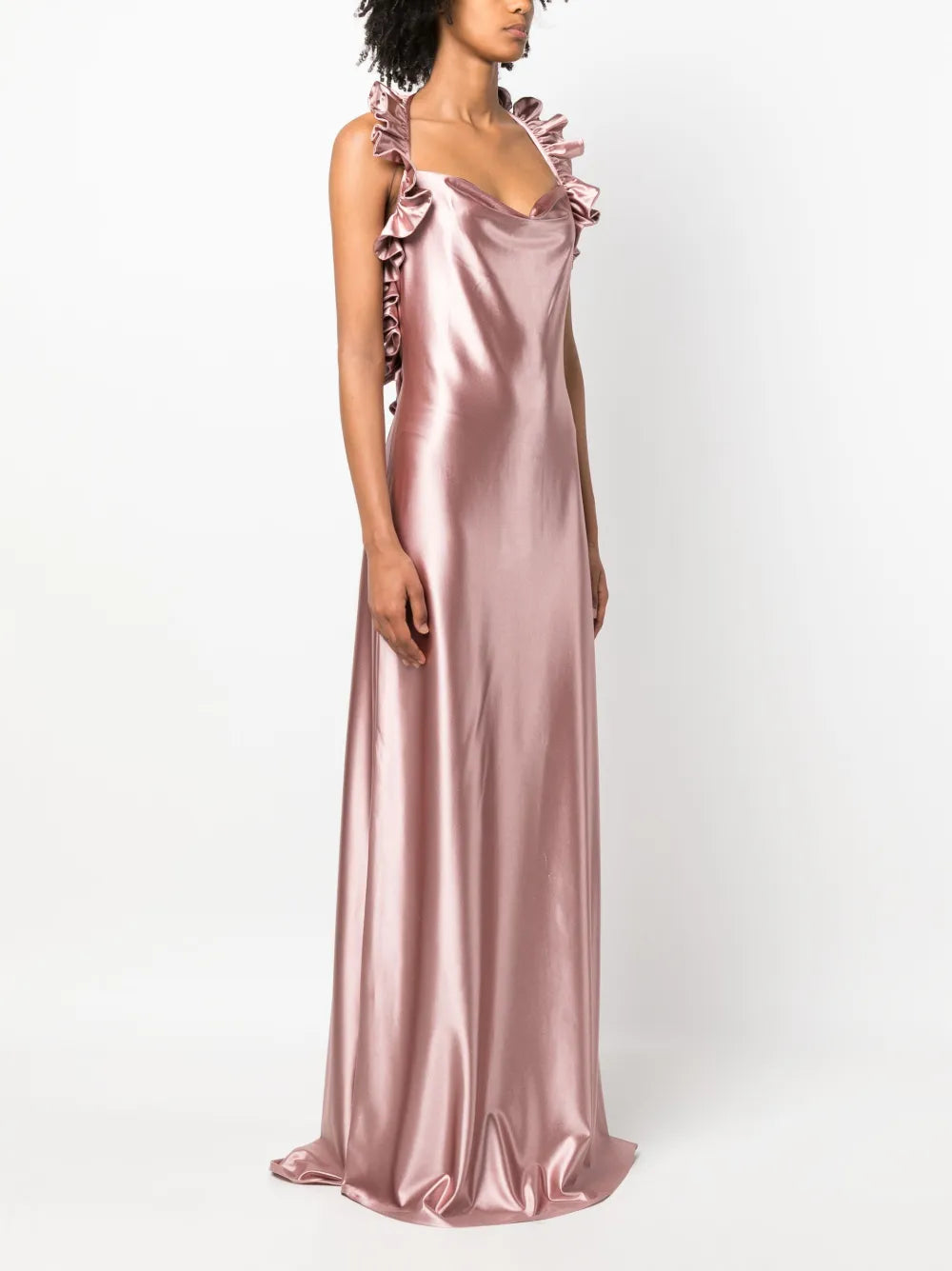Iris satin ruffled maxi dress