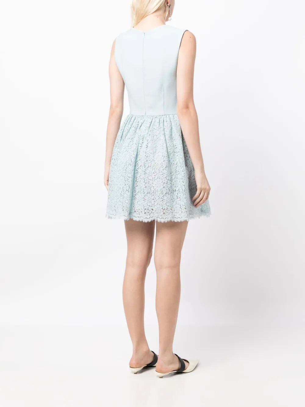 floral lace-panel minidress