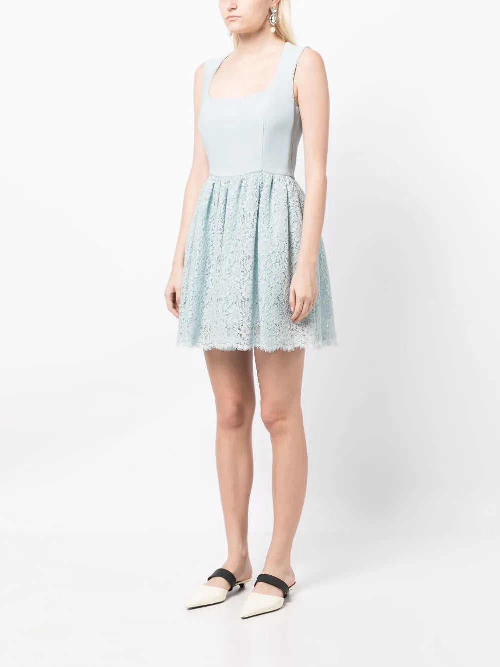 floral lace-panel minidress