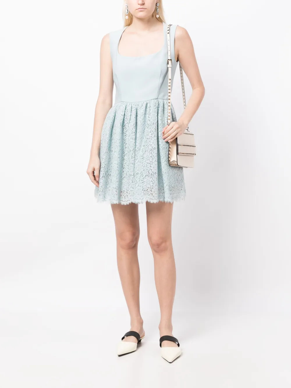 floral lace-panel minidress