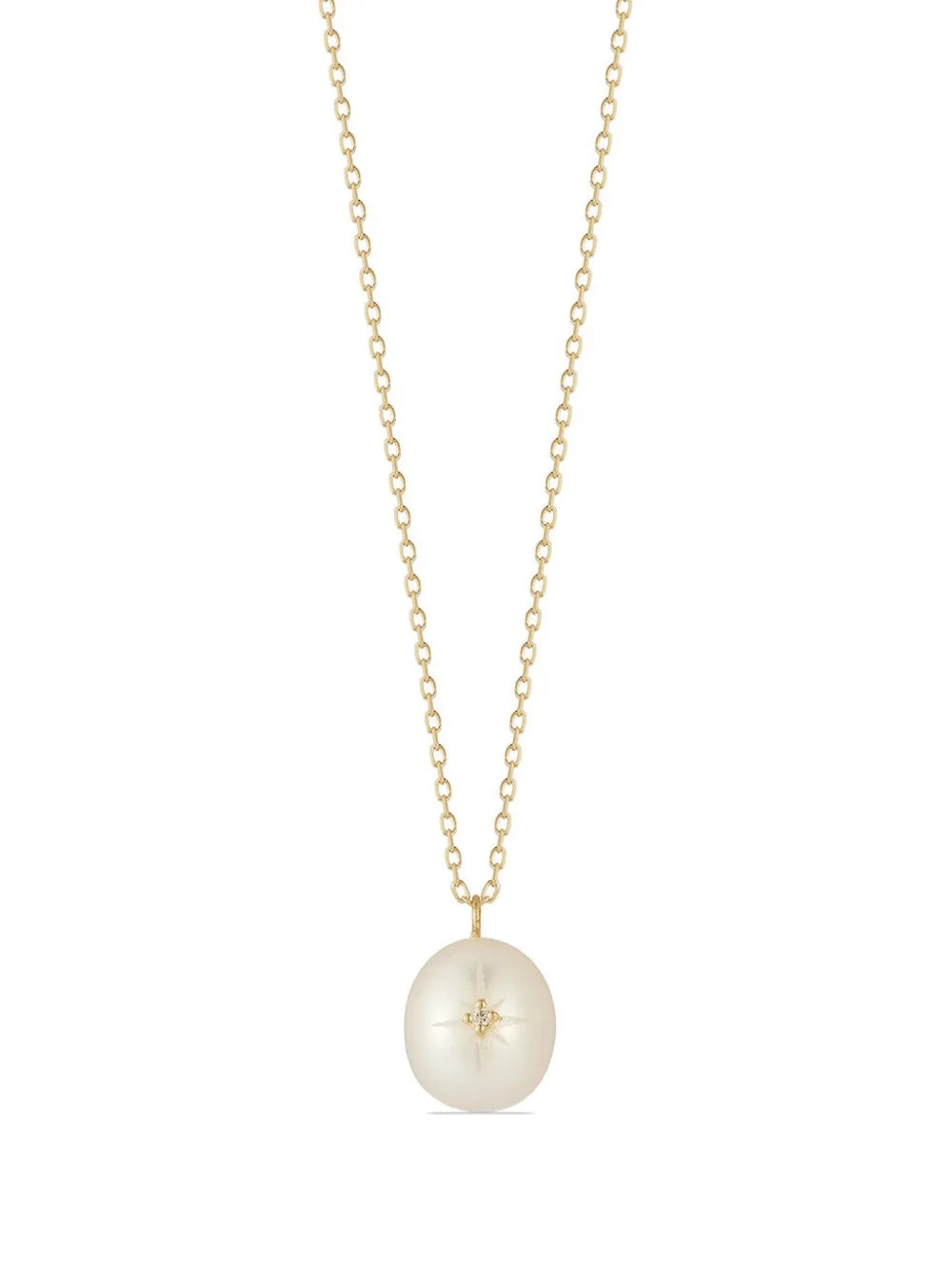 14kt yellow gold pearl diamond necklace