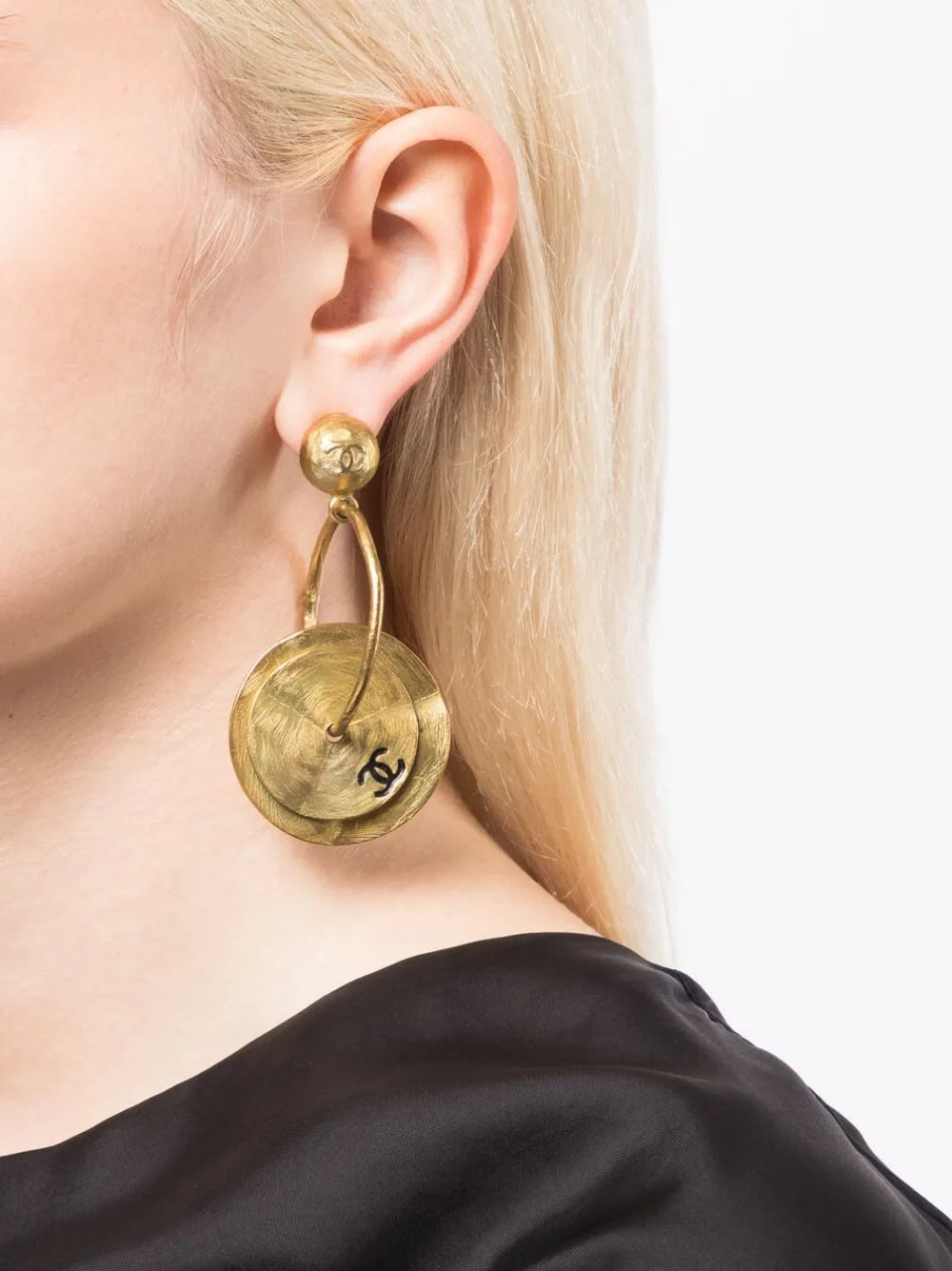 1994 CC dangle clip-on earrings