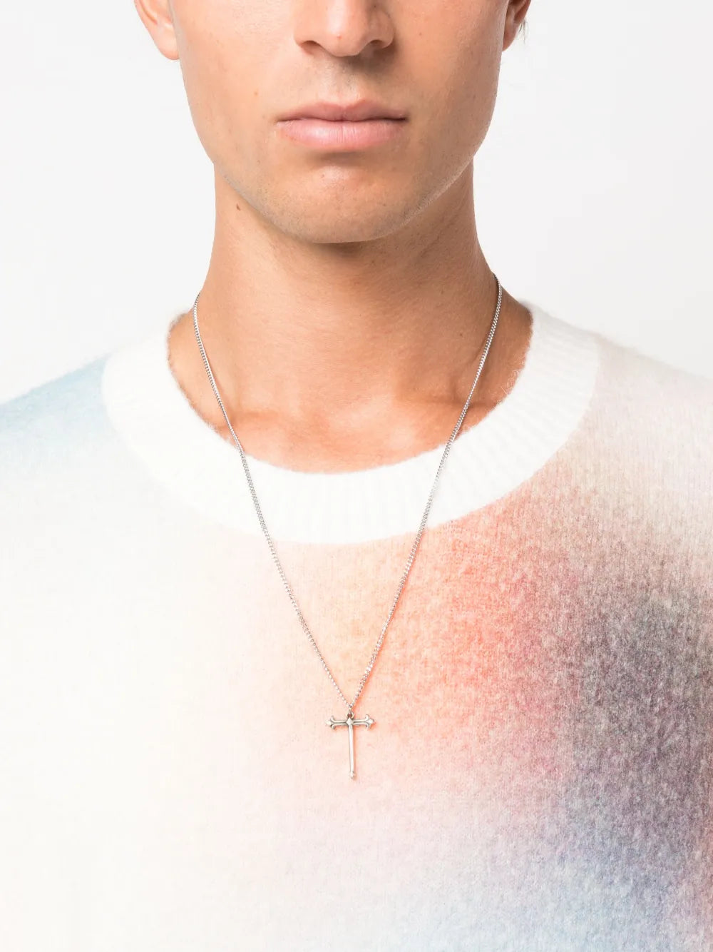 cross-pendant polished-finish necklace 