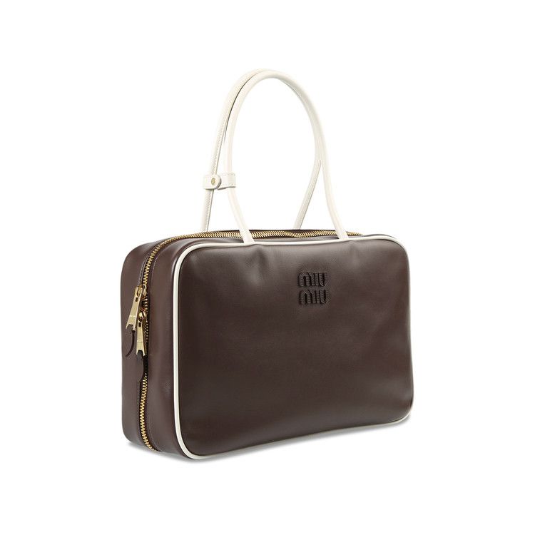 Miu Miu Large Contrast Beau Bag Briarwood/White