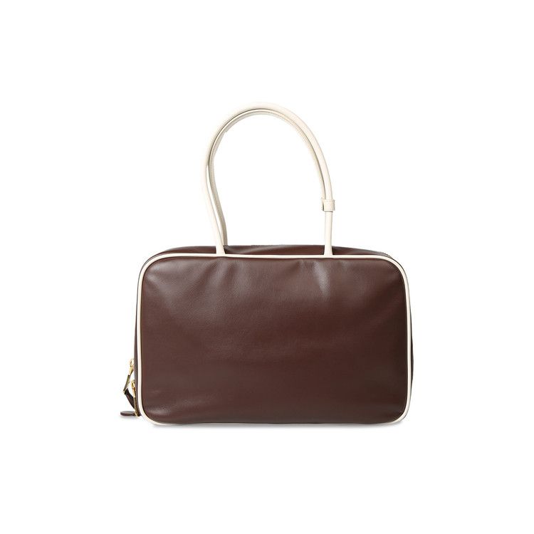 Miu Miu Large Contrast Beau Bag Briarwood/White