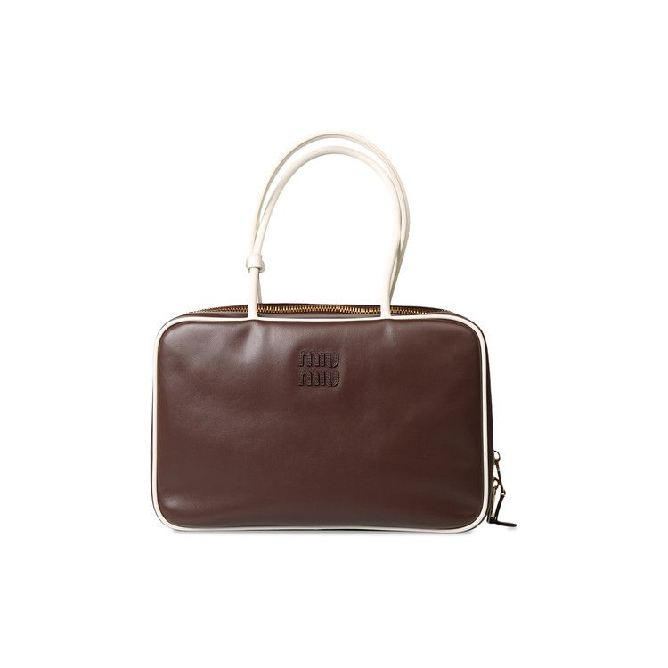 Miu Miu Large Contrast Beau Bag Briarwood/White