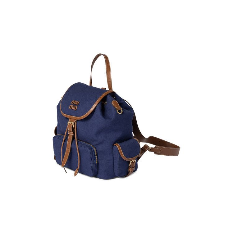 Miu Miu Canvas Backpack Cornflower Blue/Brandy
