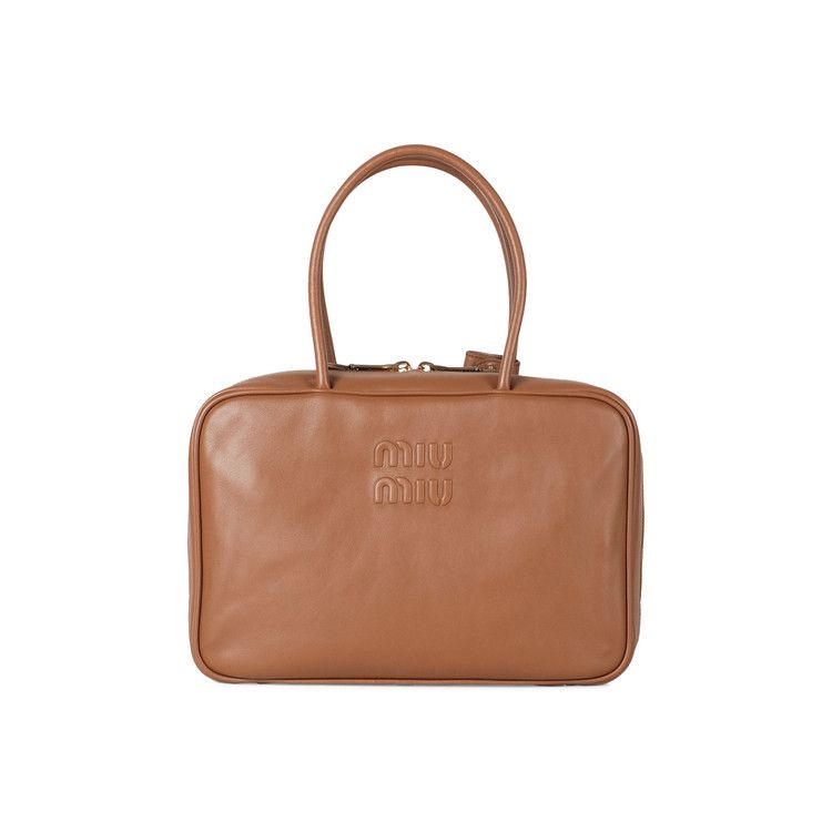 Miu Miu Leather Beau Bag Cognac