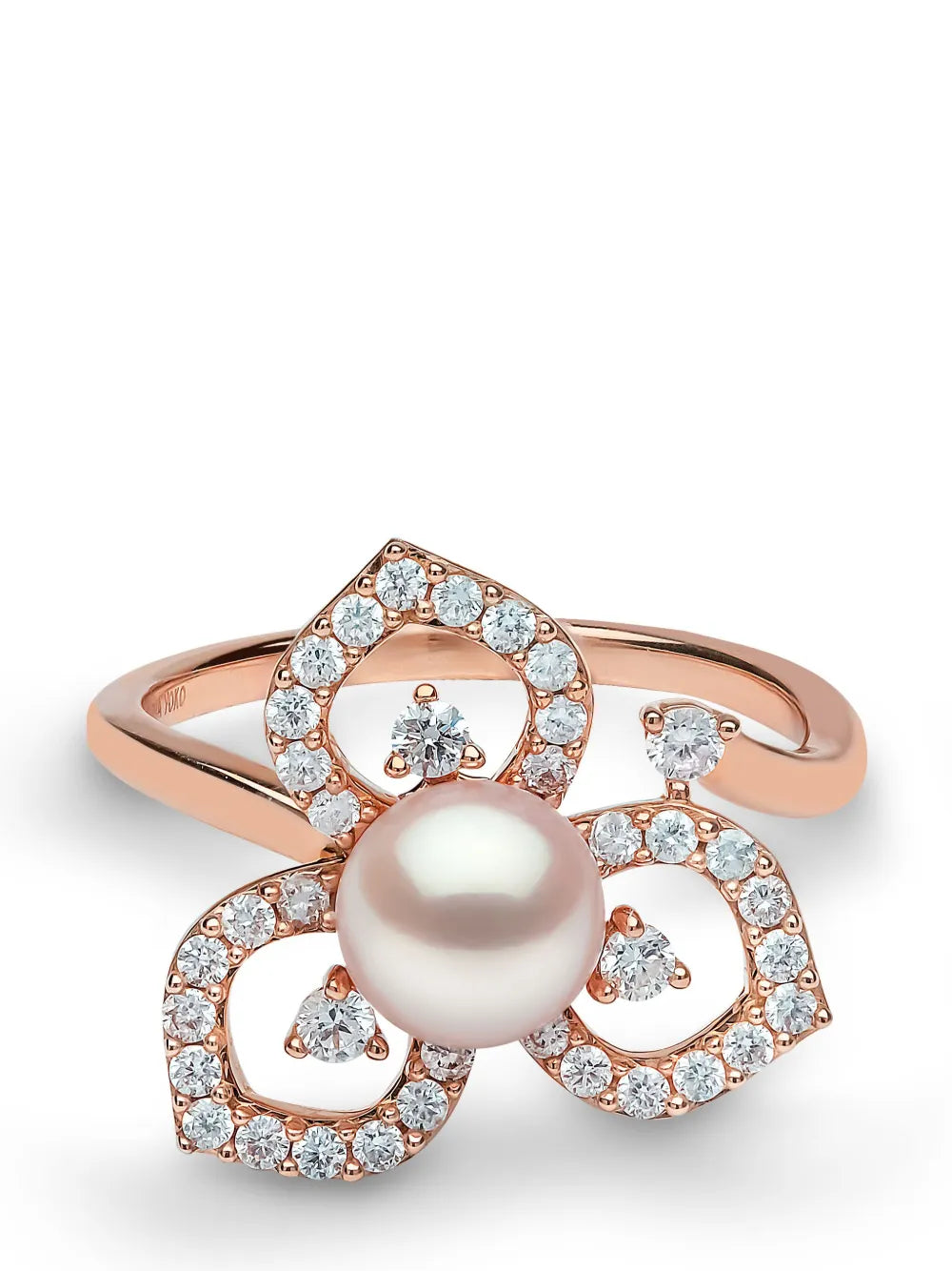 18kt rose-gold Akoya pearl and diamond ring