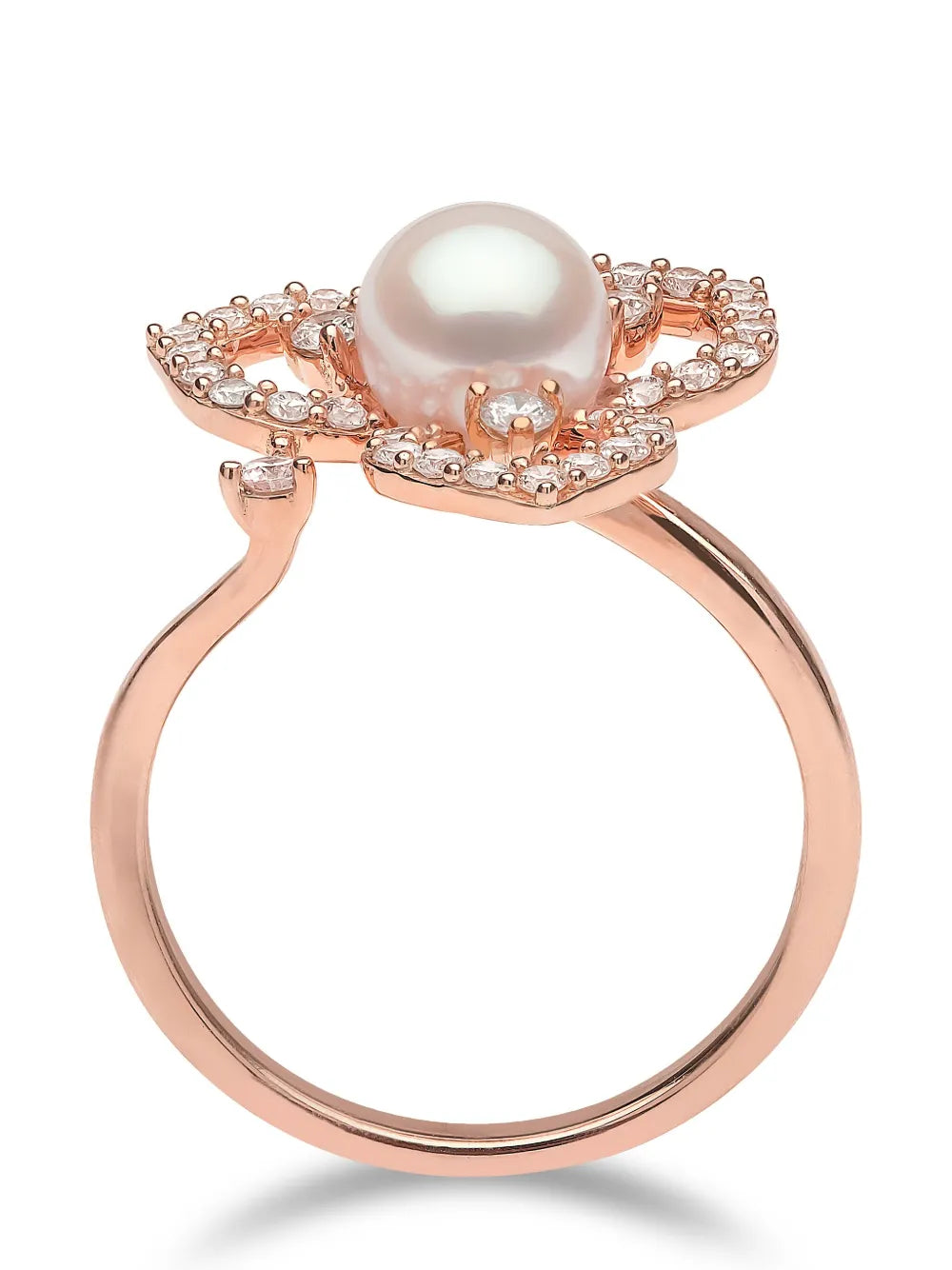 18kt rose-gold Akoya pearl and diamond ring
