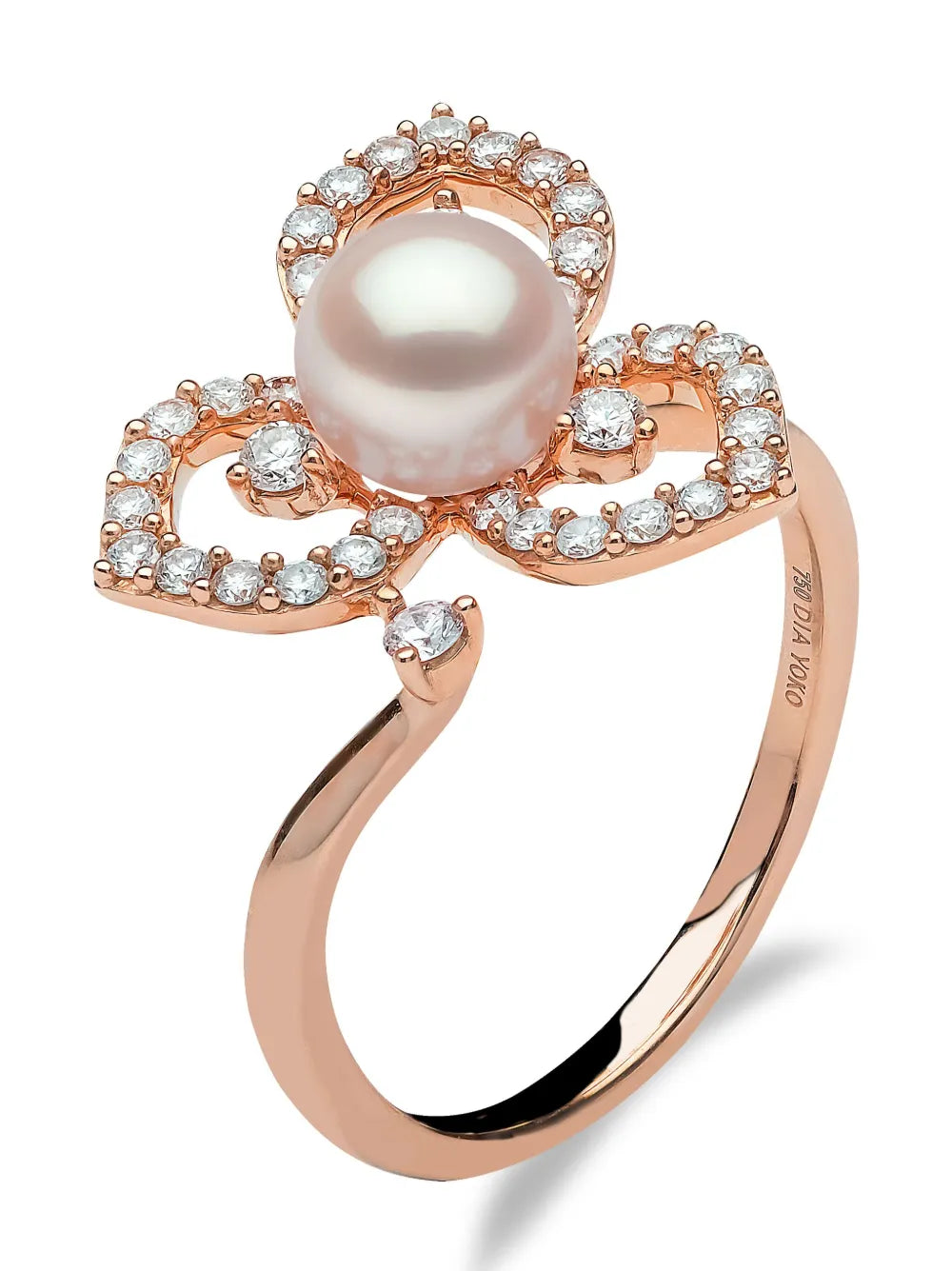 18kt rose-gold Akoya pearl and diamond ring