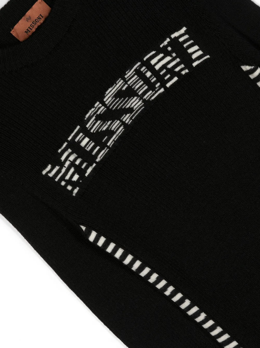 intarsia-knit logo ribbed-knit dress