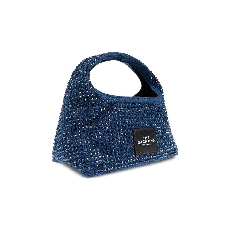 Marc Jacobs Crystal Denim Mini Sack Bag Dark Wash