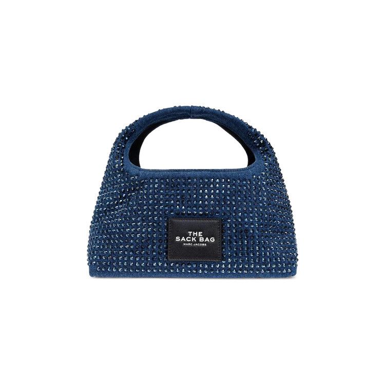 Marc Jacobs Crystal Denim Mini Sack Bag Dark Wash