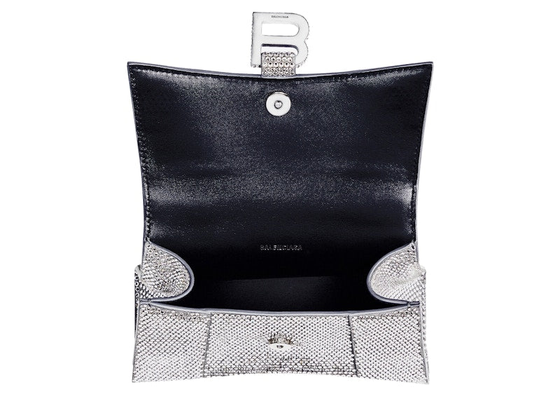 Balenciaga Hourglass Handbag XS Rhinestone Grey