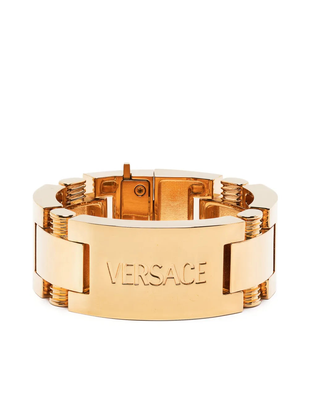 logo-engraved metal bracelet