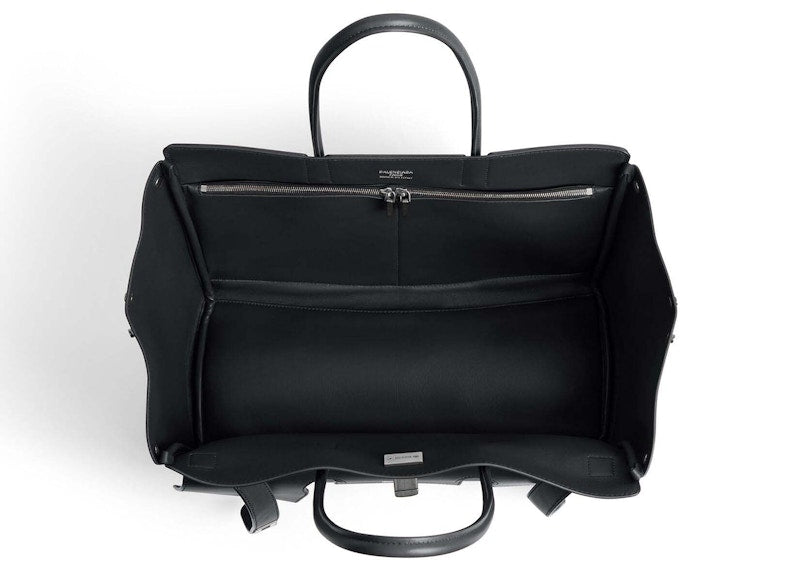 Balenciaga Bel Air Medium Carry All Bag Aged-Silver Hardware Black