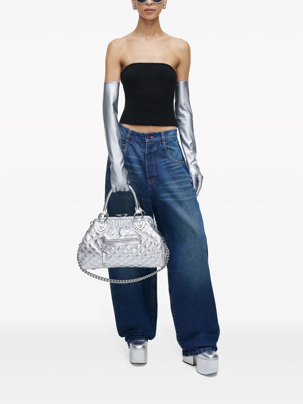 Re-Edition Quilted Metallic Leather Stam bag
