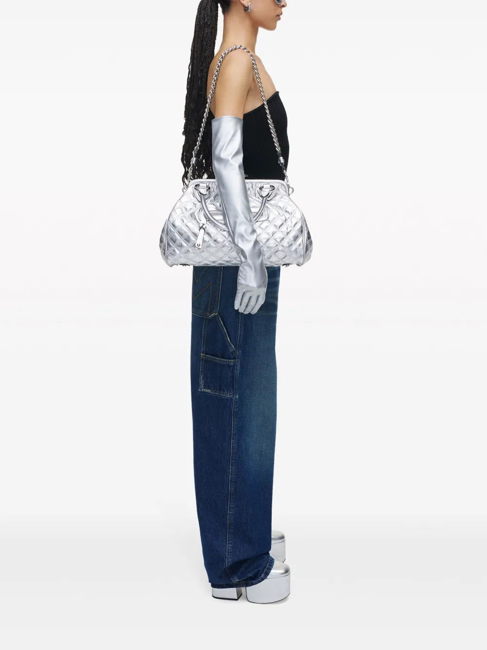 Re-Edition Quilted Metallic Leather Stam bag