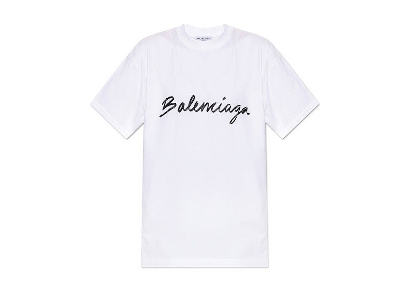 Balenciaga Women's Script Logo T-Shirt White/Black
