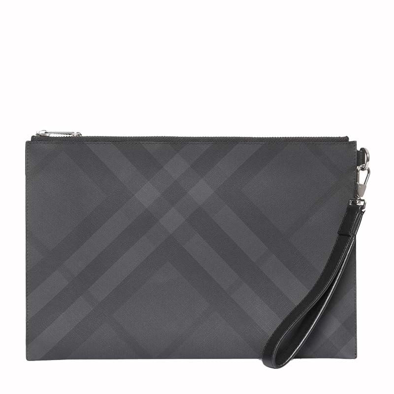 Burberry London Check Zip Handbag Dark Grey