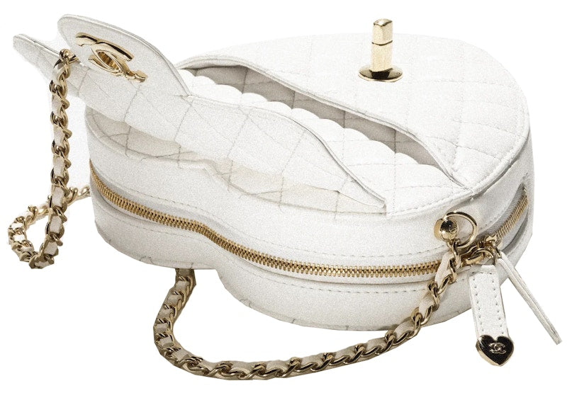Chanel Heart Bag 22S White Lambskin