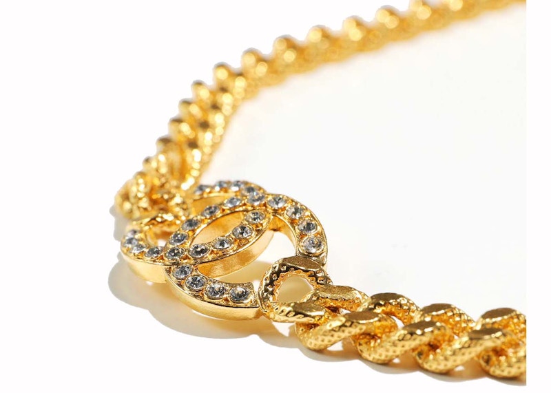Chanel Crystal CC Logo Necklace Gold (AB8930)