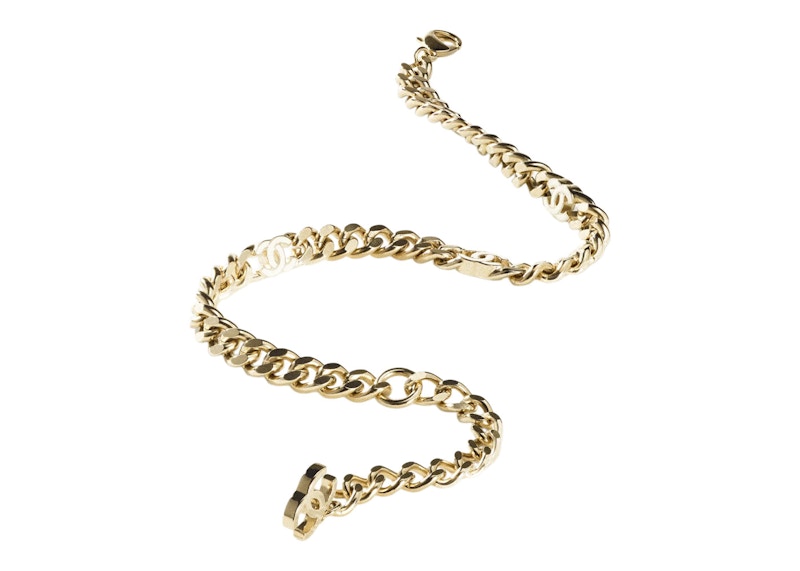 Chanel Metal Choker Necklace Gold/White