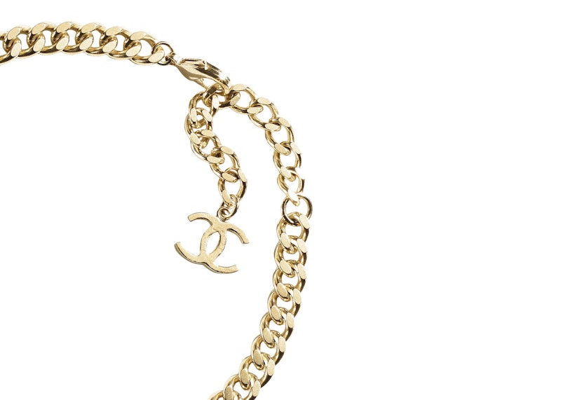 Chanel Metal Choker Necklace Gold/White