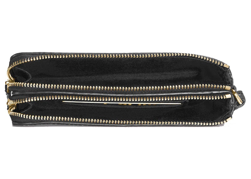 Coach Double Corner Zip Wristlet Large Signature Canvas Brown/Black