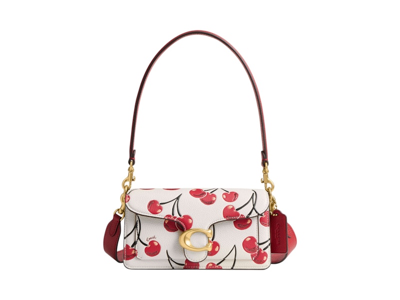 Coach Tabby Shoulder Bag 20 Cherry Print Brass/Chalk Multi